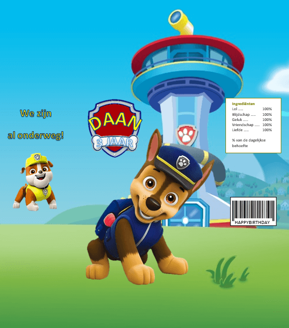 Wikkel voor dreumeskoek populaire thema´s - Printable